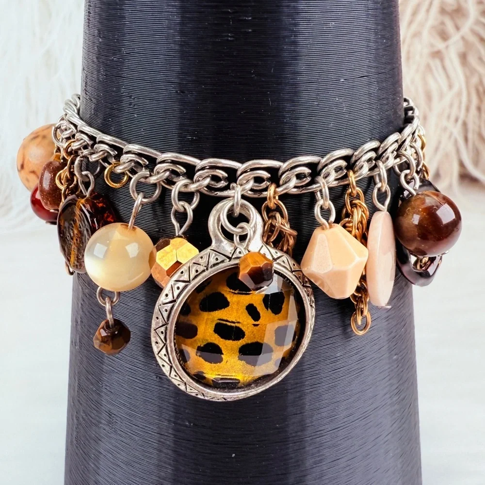 Chico's bohemian chic Silvertone and Goldtone Multi Charm Bracelet